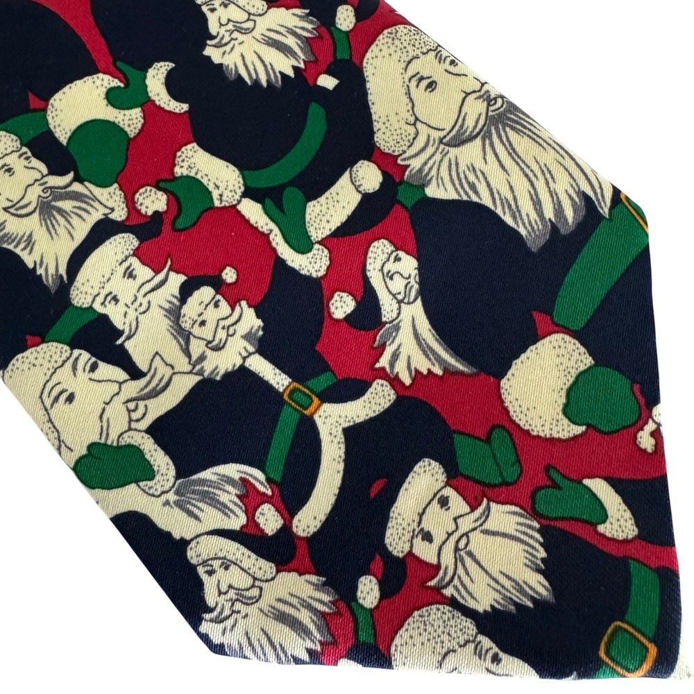 Mercedes High Fashion Santa Claus Silk Necktie Mens Blue Red Green Christmas